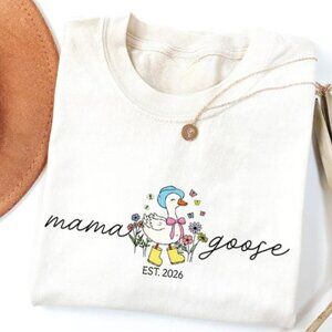 Mama Goose Est Year Shirt, Floral Goose Cottagecore Tee